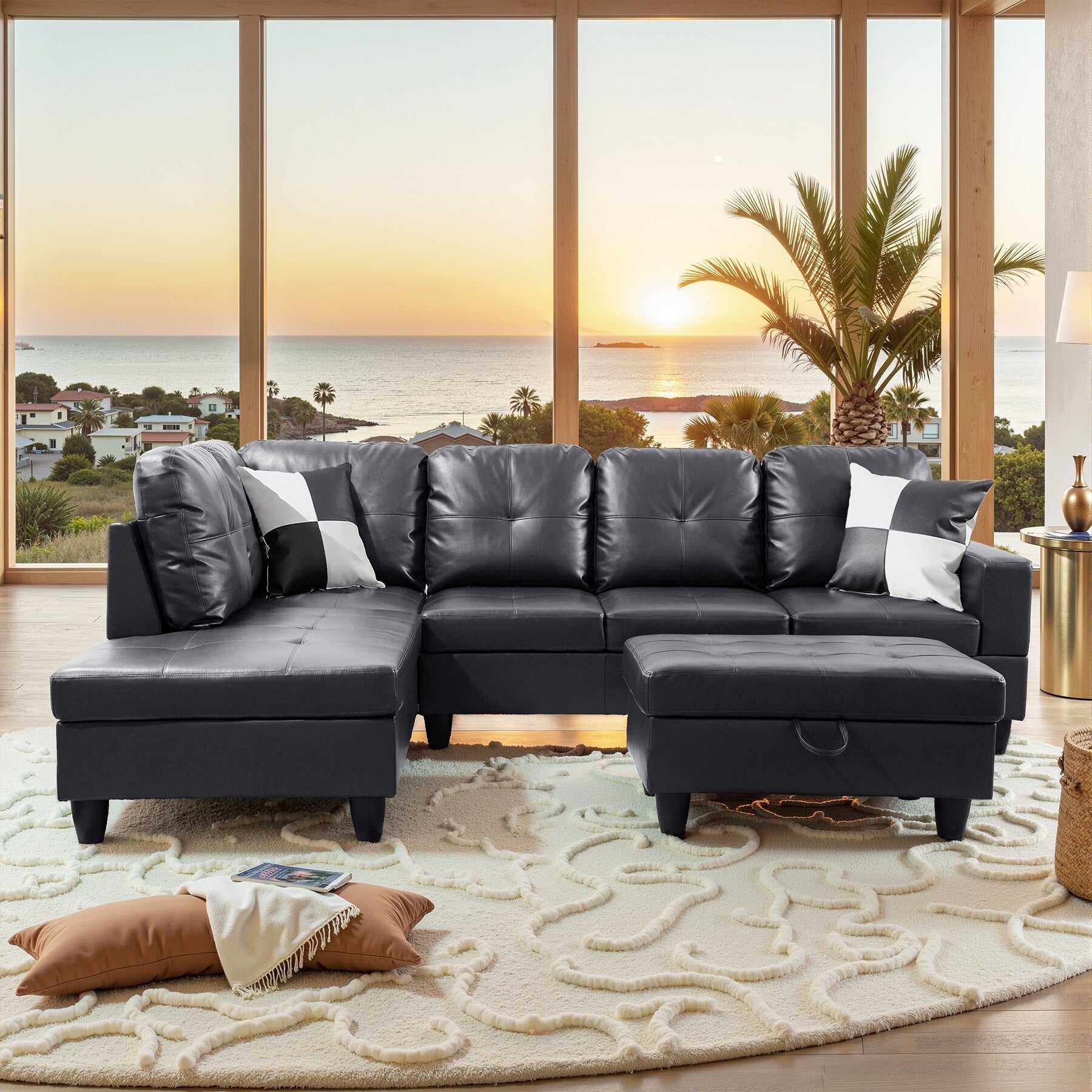 Ensemble de canapés 3 pièces en similicuir PU pour salon