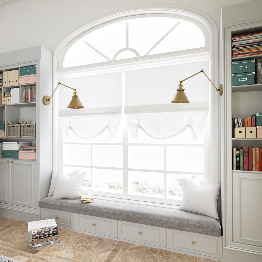 Lot de 2 appliques murales modernes à bras oscillant, réglables, à brancher ou à câbler.