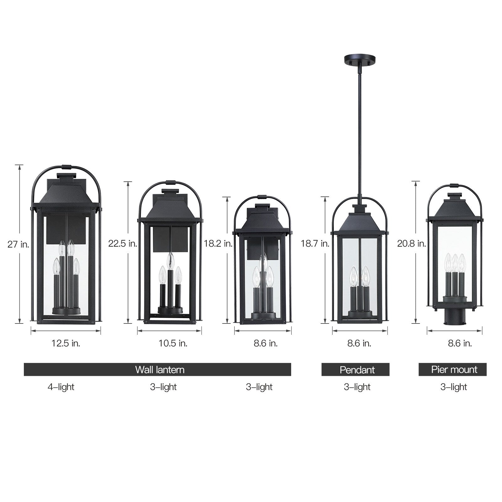 Applique murale extérieure noire Brits