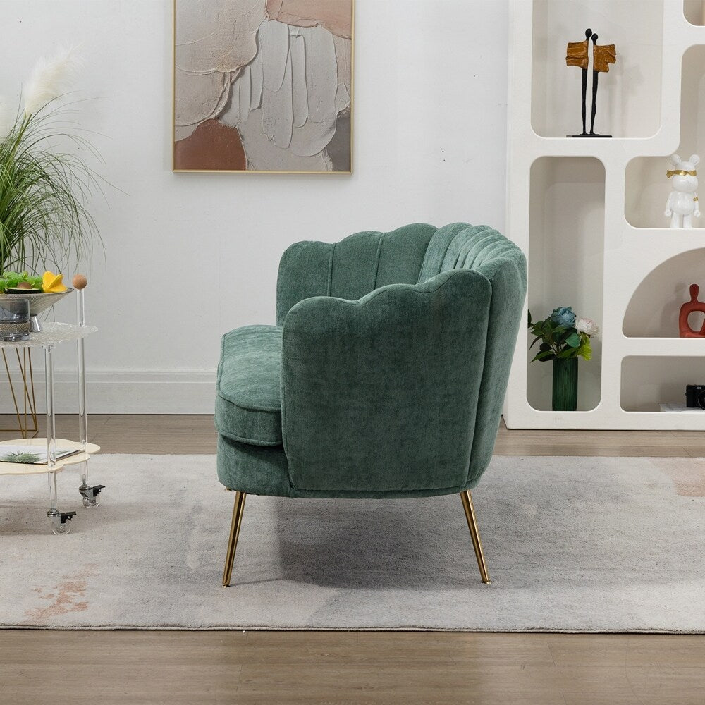 Petit canapé deux places avec pieds en métal doré - 2 places