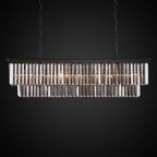 Luminaire suspendu à 2 niveaux pour îlot de cuisine, salle à manger, style moderne et contemporain, en cristal gris fumé et noir, 47 po.