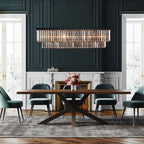 Luminaire suspendu à 2 niveaux pour îlot de cuisine, salle à manger, style moderne et contemporain, en cristal gris fumé et noir, 47 po.