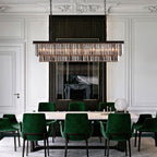 Luminaire suspendu à 2 niveaux pour îlot de cuisine, salle à manger, style moderne et contemporain, en cristal gris fumé et noir, 47 po.