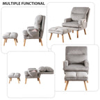 Fauteuil de salon confortable en tissu avec dossier et repose-pieds réglables