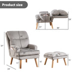 Fauteuil de salon confortable en tissu avec dossier et repose-pieds réglables