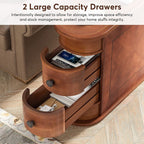 Table d'appoint en bois massif, table de chevet étroite à deux tiroirs, modèle Slim