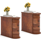 Table d'appoint en bois massif, table de chevet étroite à deux tiroirs, modèle Slim