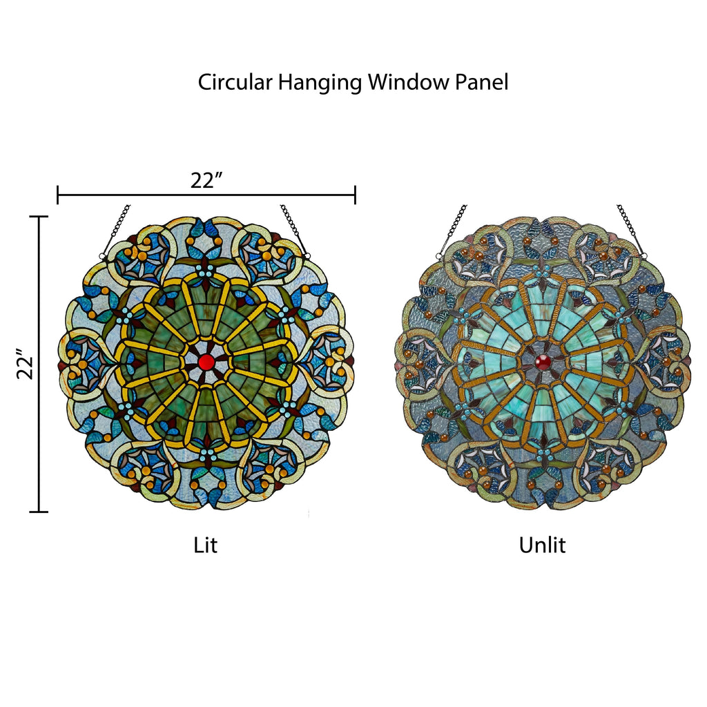 Panneau de vitrail victorien de 56 cm de haut de River of Goods