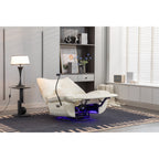 Fauteuil inclinable électrique pivotant avec haut-parleurs Bluetooth, support pour téléphone, ports de chargement USB et Type-C, rangement dissimulé dans l'accoudoir