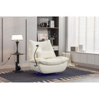 Fauteuil inclinable électrique pivotant avec haut-parleurs Bluetooth, support pour téléphone, ports de chargement USB et Type-C, rangement dissimulé dans l'accoudoir