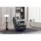 Fauteuil inclinable électrique pivotant avec haut-parleurs Bluetooth, support pour téléphone, ports de chargement USB et Type-C, rangement dissimulé dans l'accoudoir
