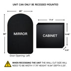 TEHOME Aristes Armoire à pharmacie encastrée avec cadre, miroir et étagères réglables