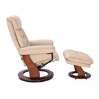 Fauteuil inclinable pivotant en cuir avec repose-pieds de rangement assorti