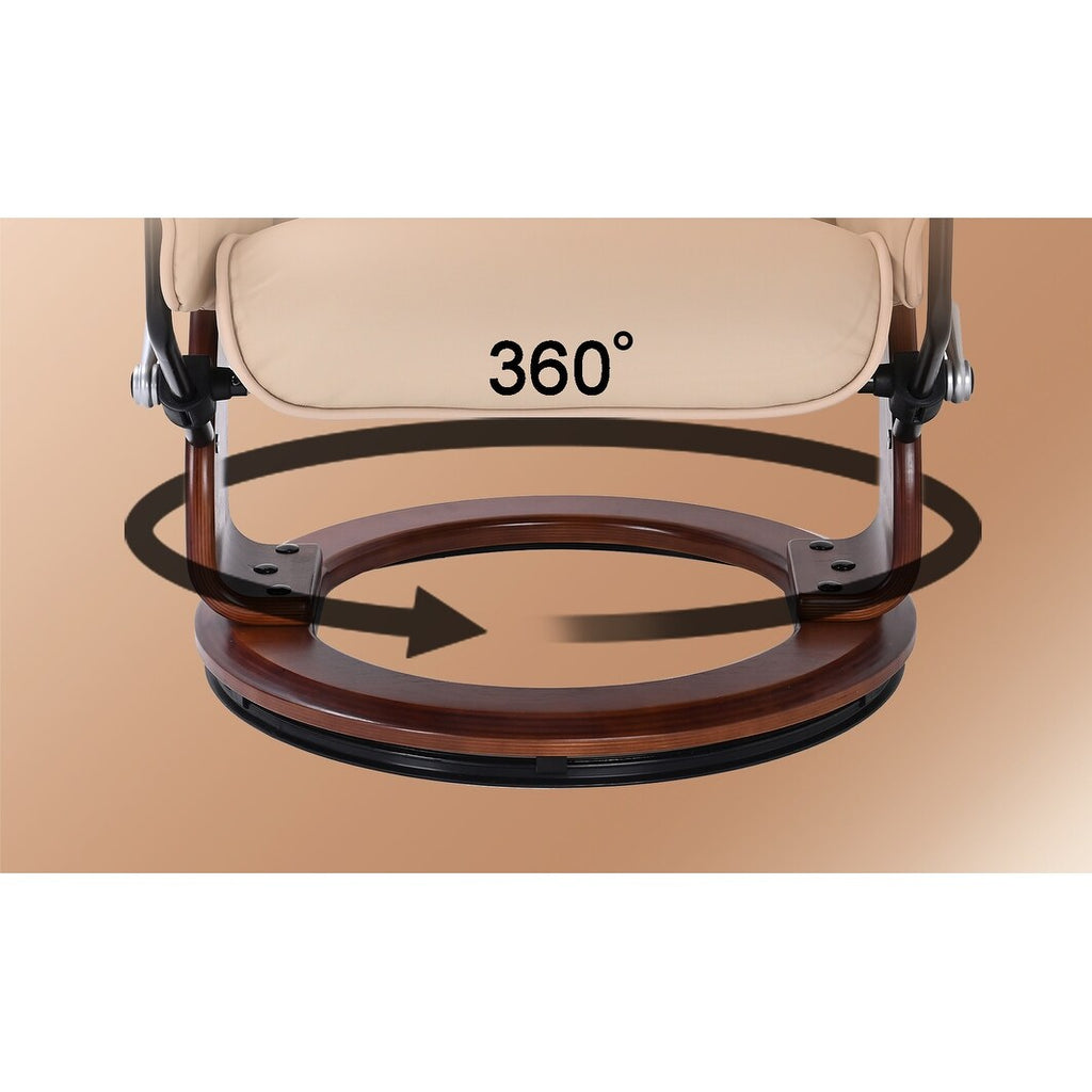 Fauteuil inclinable pivotant en cuir avec repose-pieds de rangement assorti