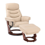 Fauteuil inclinable pivotant en cuir avec repose-pieds de rangement assorti