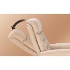 Fauteuil inclinable pivotant en cuir avec repose-pieds de rangement assorti