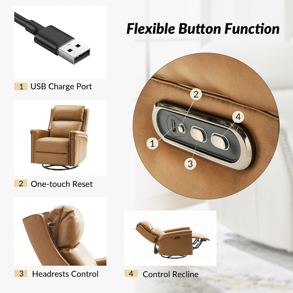 Ensemble de 2 fauteuils inclinables électriques pivotants et à bascule Tobias de style traditionnel par HULALA HOME
