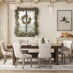 Lot de 6 chaises de salle à manger en velours capitonné avec pieds en bois massif.