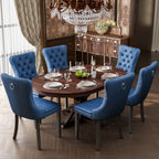 Lot de 6 chaises de salle à manger en velours capitonné avec pieds en bois massif.