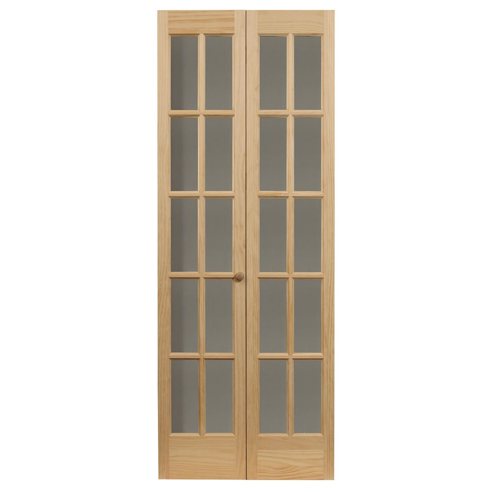 Porte pliante en pin non fini à carreaux de verre traditionnelle AWC de 76 cm (30 pouces)