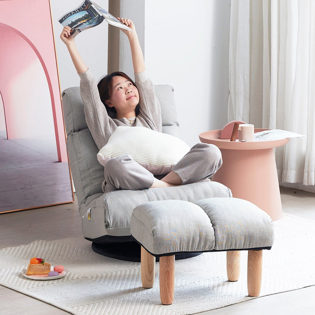 Ensemble fauteuil inclinable rembourré sans accoudoirs avec repose-pieds et appui-tête réglable