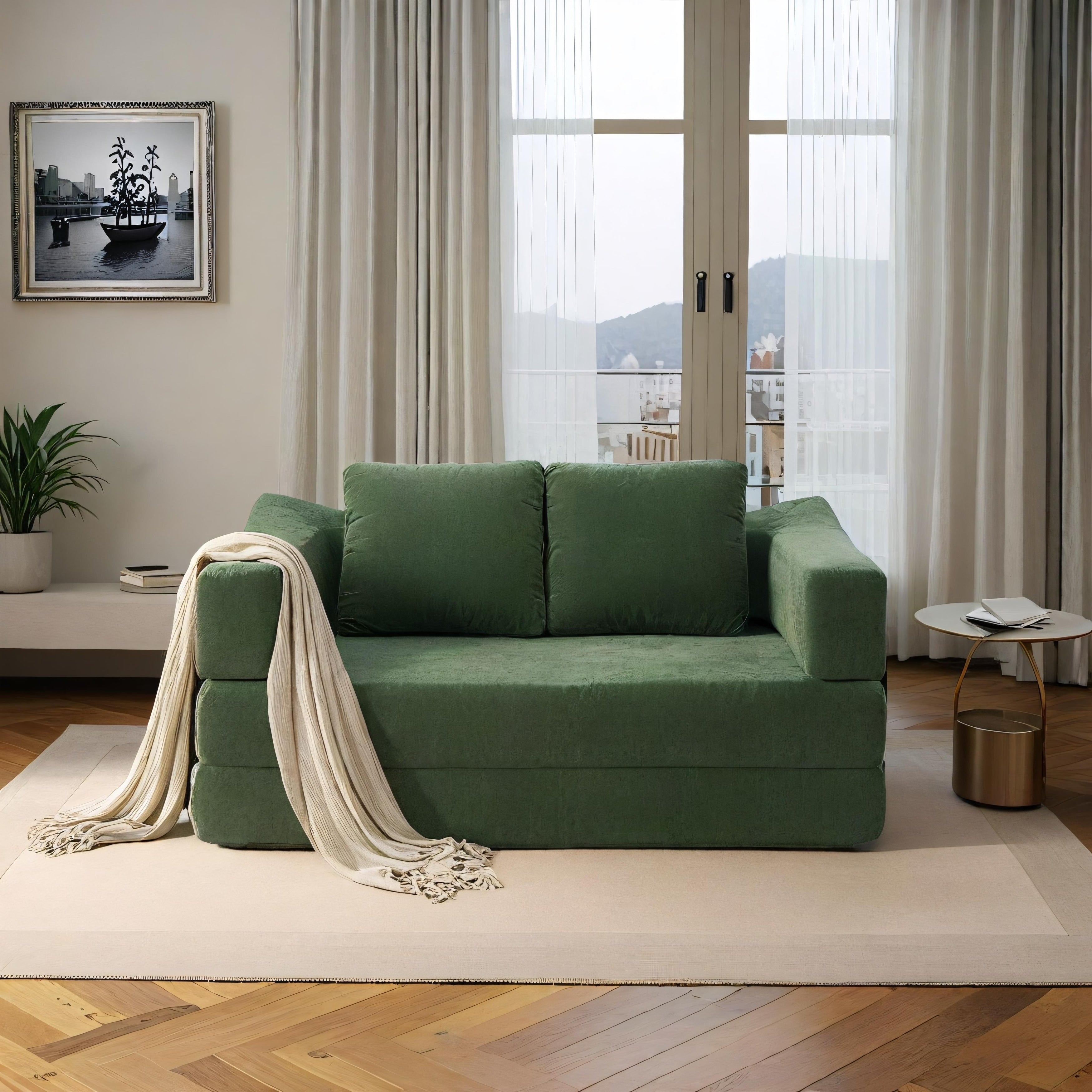 Canapé-lit convertible rembourré 70,87, fauteuil convertible, canapé de sol confortable pour salon, chambre, tissu chenille