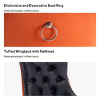 Lot de 6 chaises de salle à manger en velours capitonné avec pieds en bois massif.