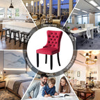 Lot de 6 chaises de salle à manger en velours capitonné avec pieds en bois massif.