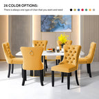 Lot de 6 chaises de salle à manger en velours capitonné avec pieds en bois massif.