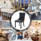 Lot de 6 chaises de salle à manger en velours capitonné avec pieds en bois massif.