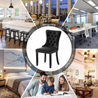 Lot de 6 chaises de salle à manger en velours capitonné avec pieds en bois massif.