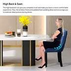 Lot de 6 chaises de salle à manger en velours capitonné avec pieds en bois massif.