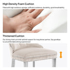 Lot de 6 chaises de salle à manger en velours capitonné avec pieds en bois massif.