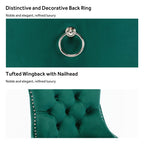 Lot de 6 chaises de salle à manger en velours capitonné avec pieds en bois massif.