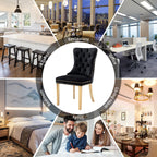 Lot de 6 chaises de salle à manger en velours capitonné avec pieds en bois massif.