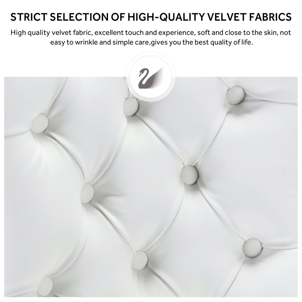 Lot de 6 chaises de salle à manger en velours capitonné avec pieds en bois massif.