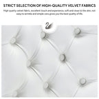 Lot de 6 chaises de salle à manger en velours capitonné avec pieds en bois massif.