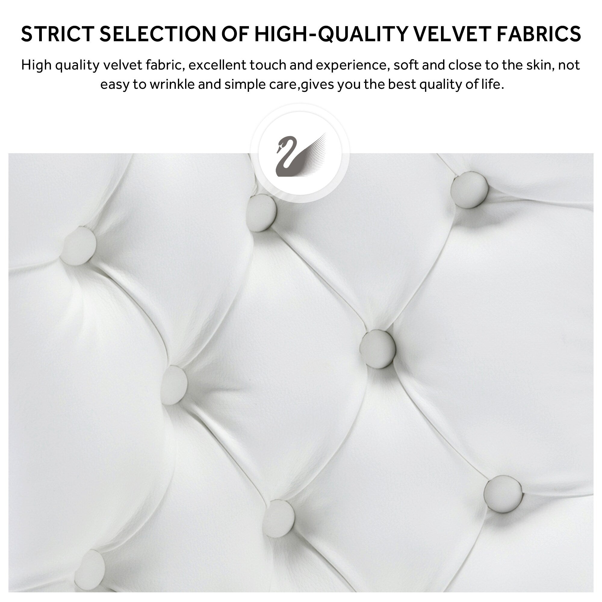 Lot de 6 chaises de salle à manger en velours capitonné avec pieds en bois massif.