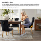 Lot de 6 chaises de salle à manger en velours capitonné avec pieds en bois massif.