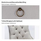 Lot de 6 chaises de salle à manger en velours capitonné avec pieds en bois massif.