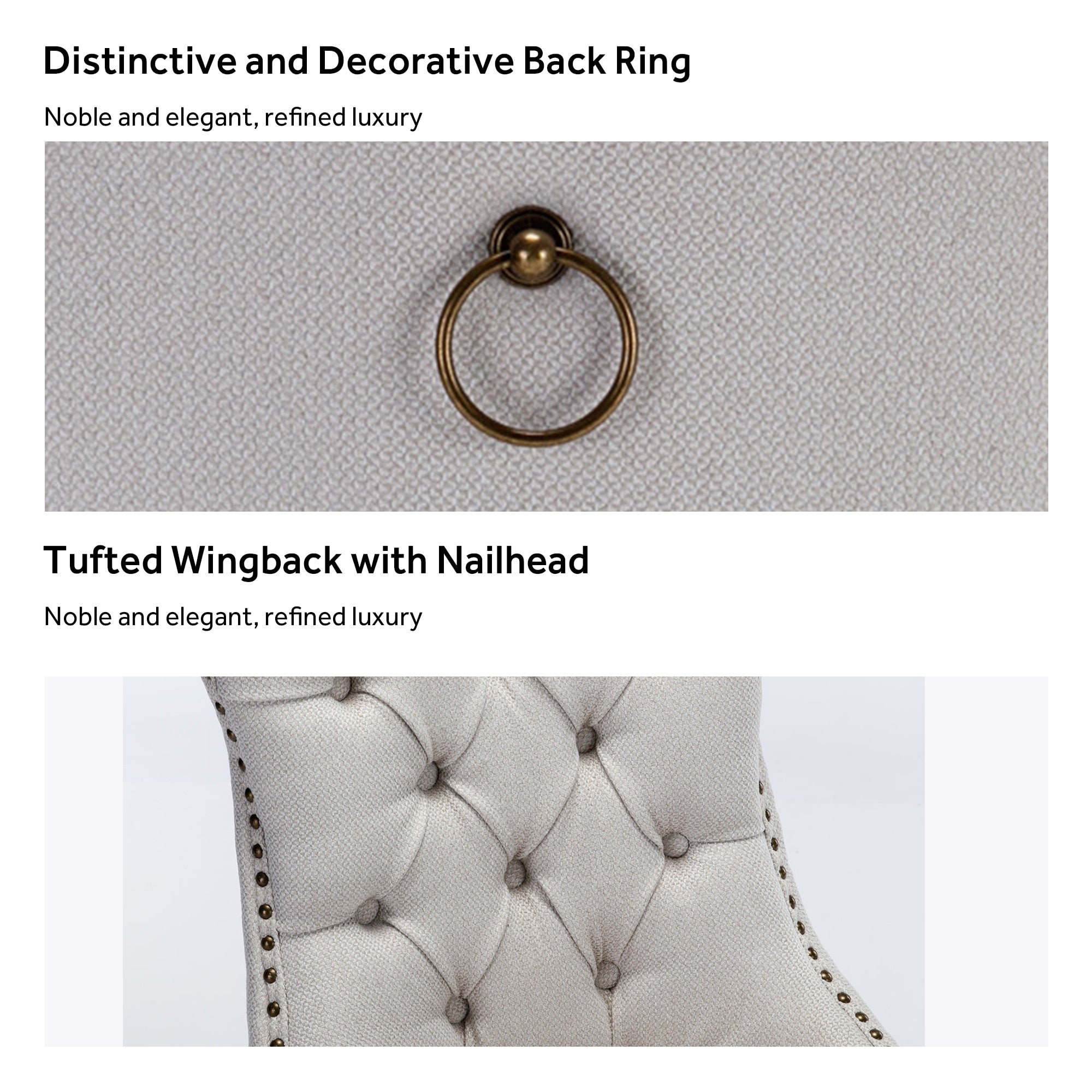 Lot de 6 chaises de salle à manger en velours capitonné avec pieds en bois massif.