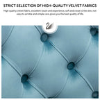 Lot de 6 chaises de salle à manger en velours capitonné avec pieds en bois massif.