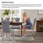 Lot de 6 chaises de salle à manger en velours capitonné avec pieds en bois massif.