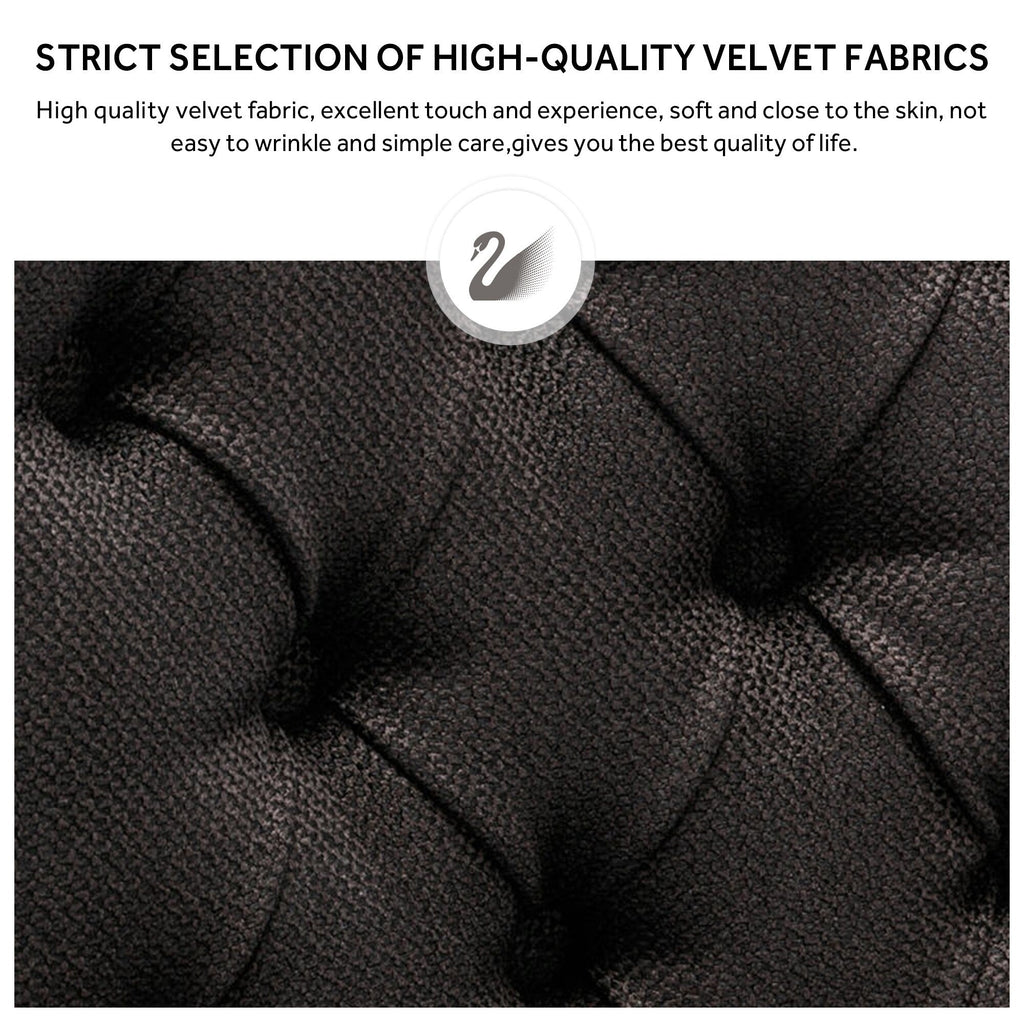 Lot de 6 chaises de salle à manger en velours capitonné avec pieds en bois massif.