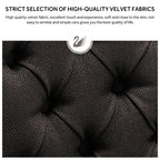 Lot de 6 chaises de salle à manger en velours capitonné avec pieds en bois massif.