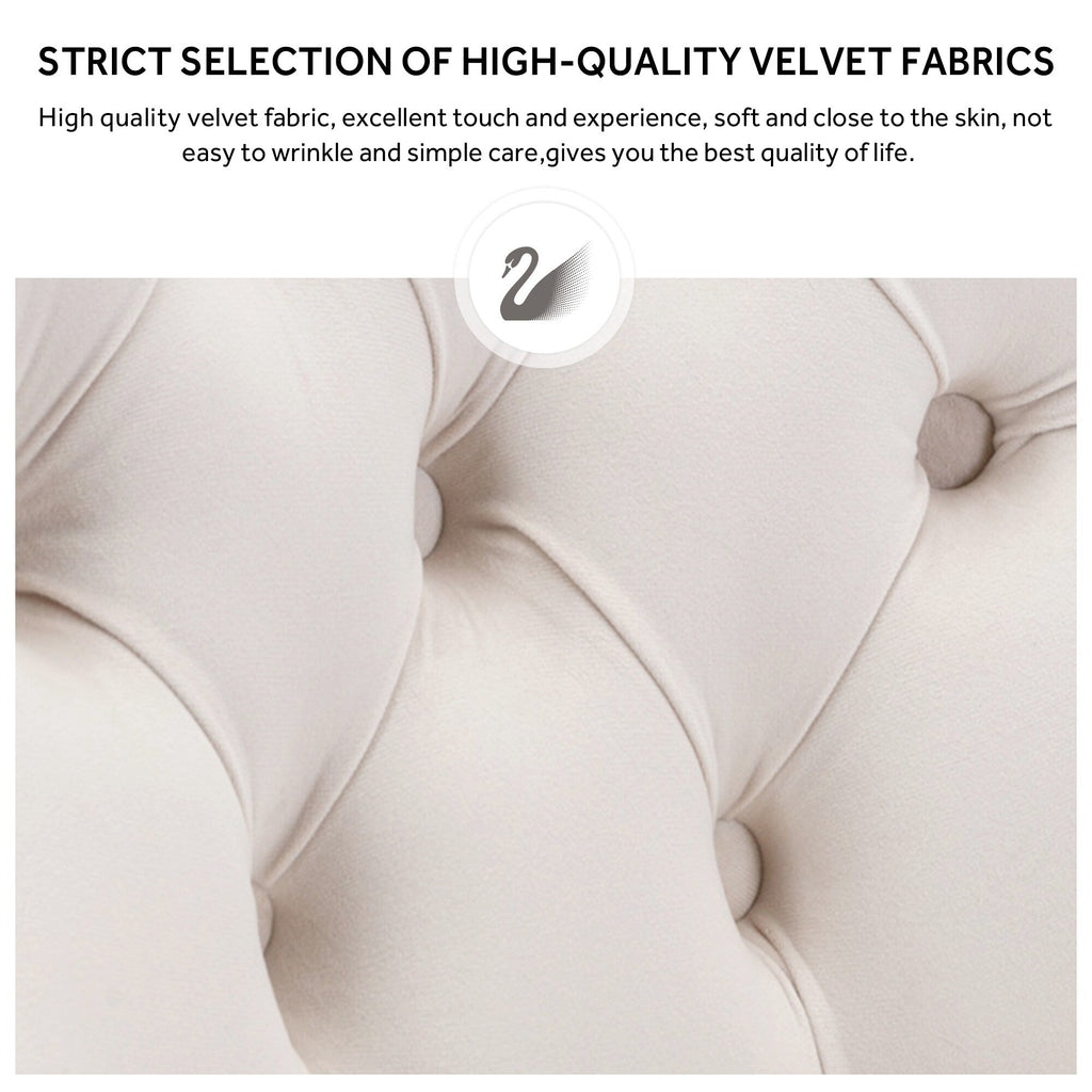 Lot de 6 chaises de salle à manger en velours capitonné avec pieds en bois massif.