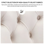 Lot de 6 chaises de salle à manger en velours capitonné avec pieds en bois massif.