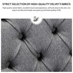 Lot de 6 chaises de salle à manger en velours capitonné avec pieds en bois massif.