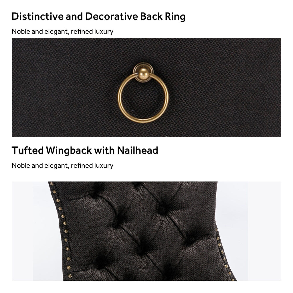 Lot de 6 chaises de salle à manger en velours capitonné avec pieds en bois massif.