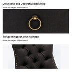 Lot de 6 chaises de salle à manger en velours capitonné avec pieds en bois massif.